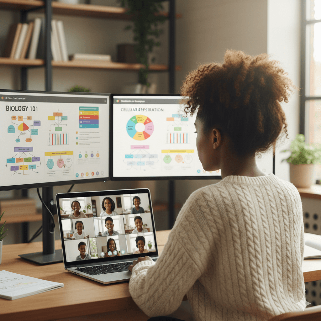 Tutor teaching student online